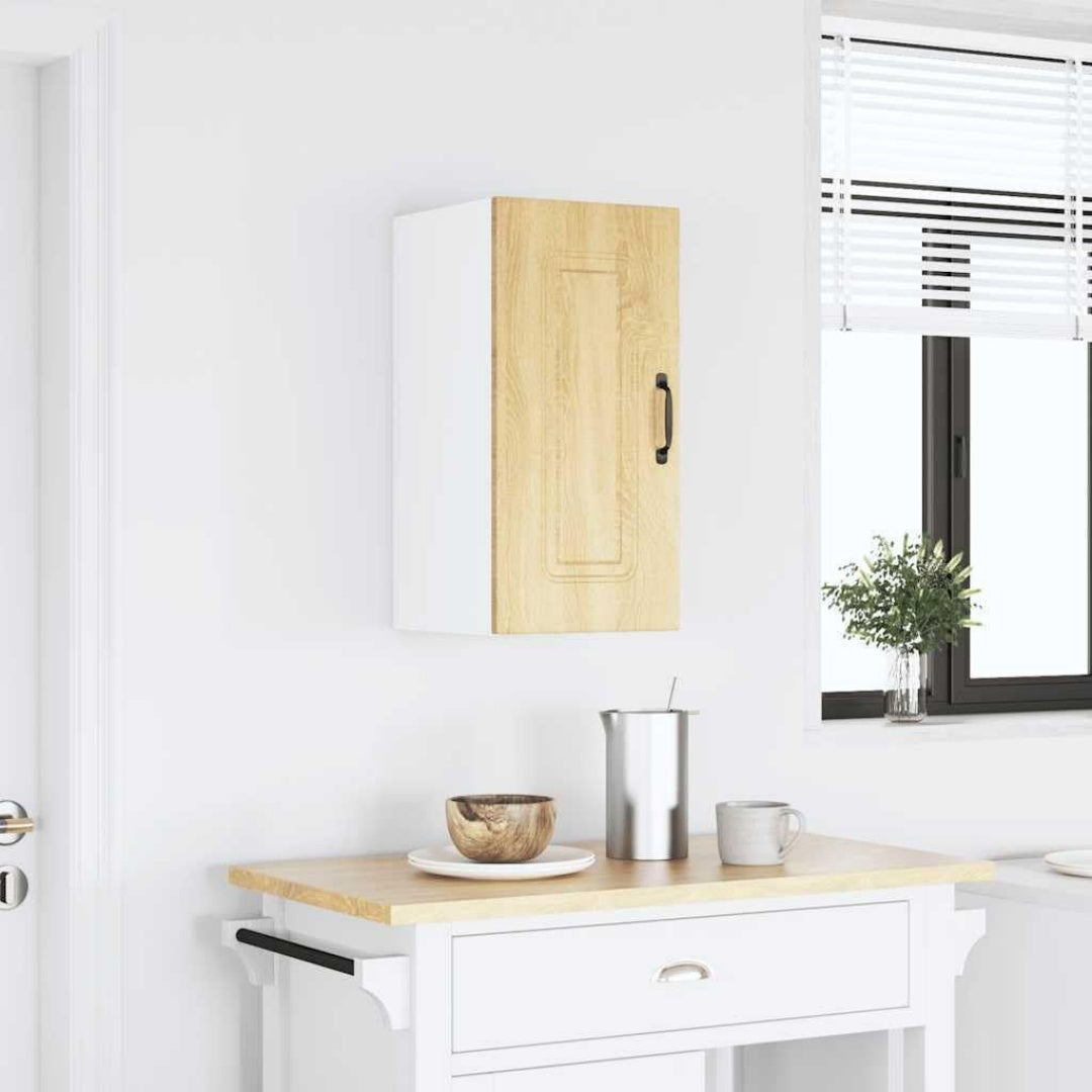 Pour un interieur harmonieux, buffet avec portes, avec etageres en finition chene et bois naturel