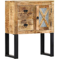 Une touche de caractere, buffet a l'aspect bois dans un ton bois naturel et dore
