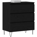 Une silhouette equilibree pour ce buffet avec portes, a l'aspect bois, teinte noir et chene