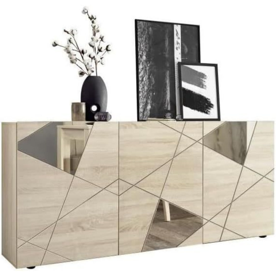 Le charme du rangement avec ce meuble de rangement avec portes, coloris chene