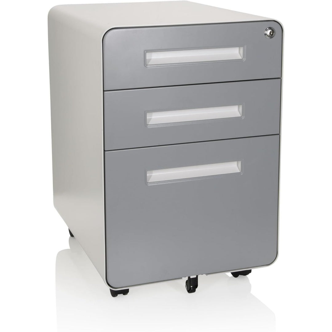 Une touche de caractere, commode avec tiroirs, aux lignes contemporaines dans un ton blanc et gris