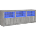 Le charme du rangement avec ce buffet avec portes, a l'aspect bois, coloris gris et bois naturel