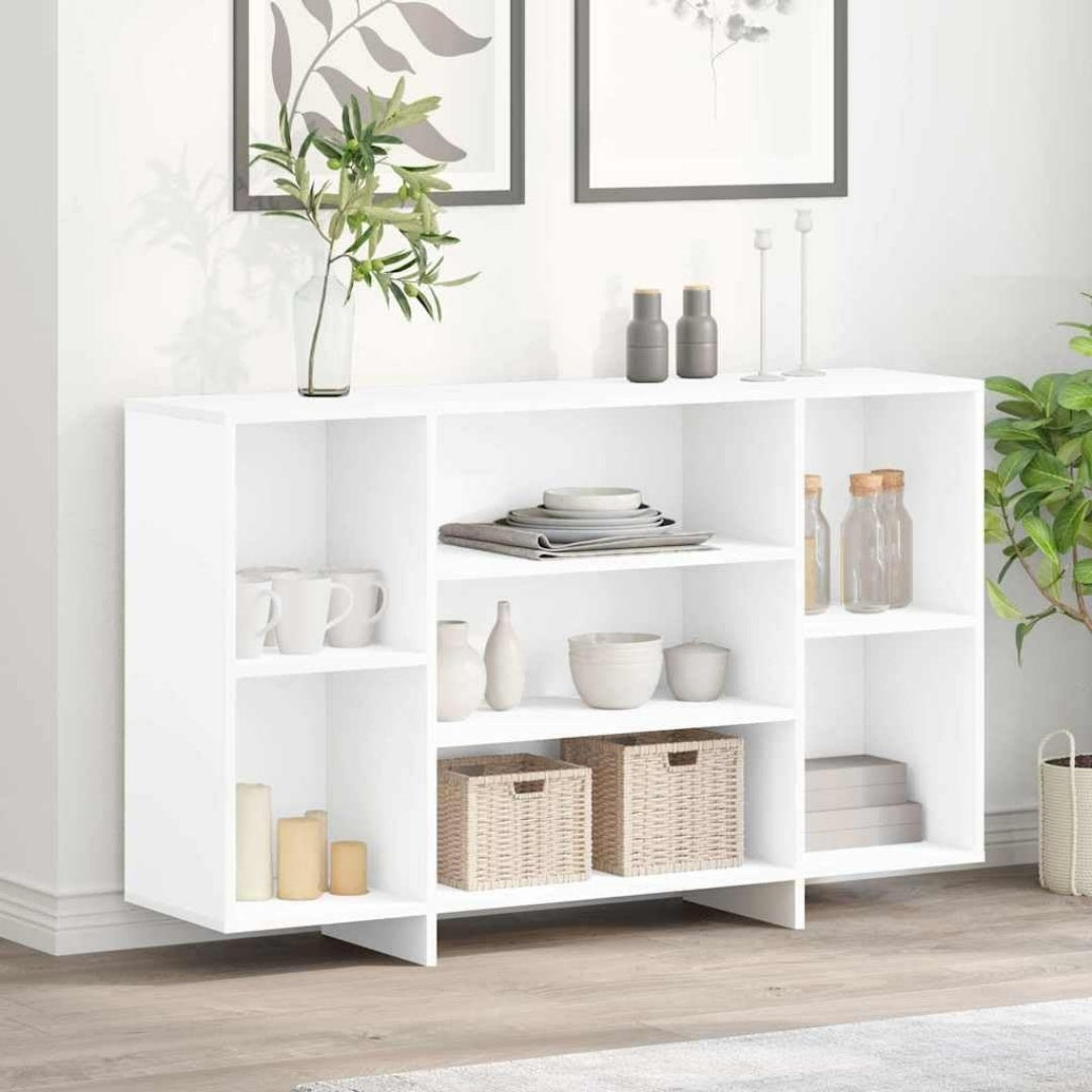 Le charme du rangement avec ce buffet avec portes, avec etageres, coloris blanc