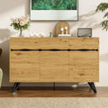 Une touche de caractere, buffet avec portes, aux accents metalliques dans un ton noir et bois naturel