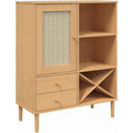 Pour un interieur harmonieux, buffet avec tiroirs, avec portes en finition marron et naturel