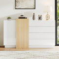 Une silhouette equilibree pour ce buffet avec tiroirs, avec portes, teinte blanc et bois naturel