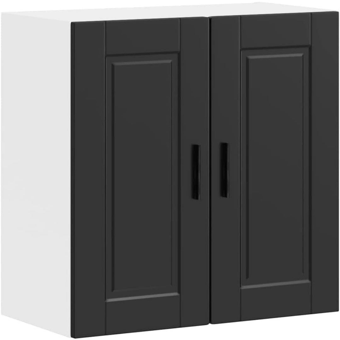 Le charme du rangement avec ce buffet avec tiroirs, a l'aspect bois, coloris blanc et noir