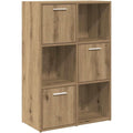 Une silhouette equilibree pour ce bibliotheque avec portes, a l'aspect bois, teinte chene et bois naturel