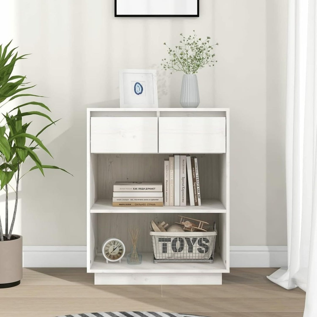 Pour un interieur harmonieux, buffet avec tiroirs, a l'aspect bois en finition blanc et naturel