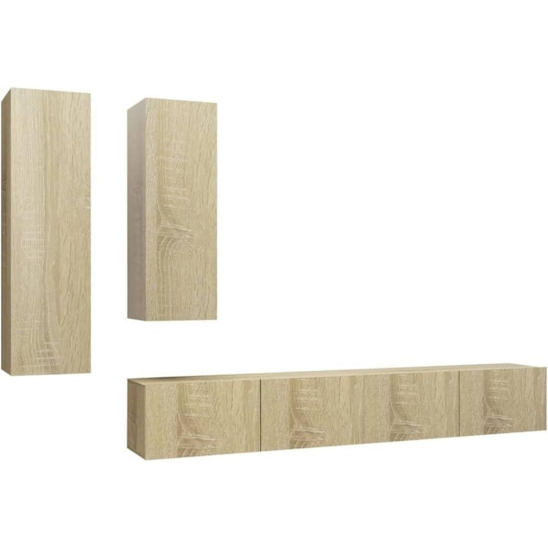Une touche de caractere, armoire a l'aspect bois, aux lignes contemporaines dans un ton chene et bois naturel