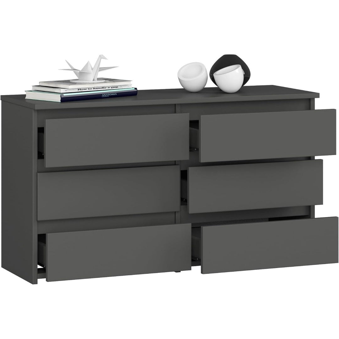 Pour un interieur harmonieux, buffet avec tiroirs, aux lignes contemporaines en finition gris