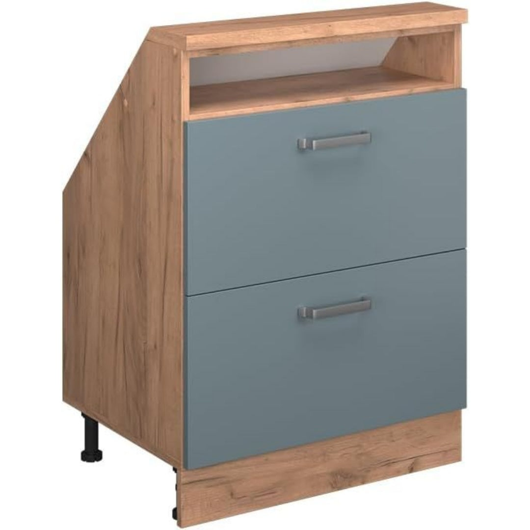 Pour un interieur harmonieux, commode avec tiroirs en finition gris et chene