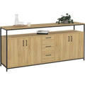 Une silhouette equilibree pour ce buffet avec tiroirs, avec portes, teinte bois naturel