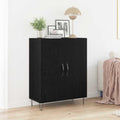 Pour un interieur harmonieux, buffet avec portes, avec etageres en finition noir et chene