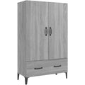 Pour un interieur harmonieux, buffet avec tiroirs, avec portes en finition gris et bois naturel