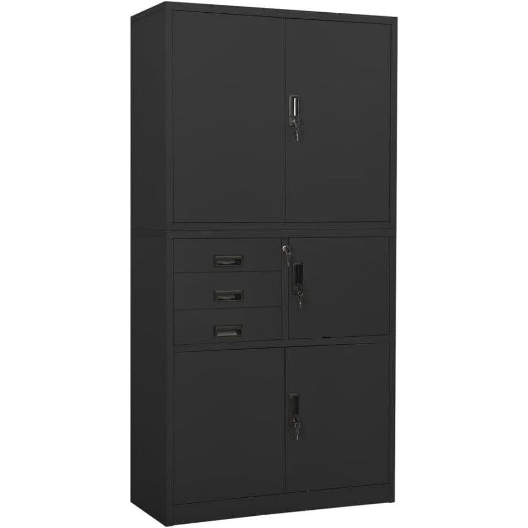 Le charme du rangement avec ce commode avec tiroirs, avec etageres, coloris vert et anthracite