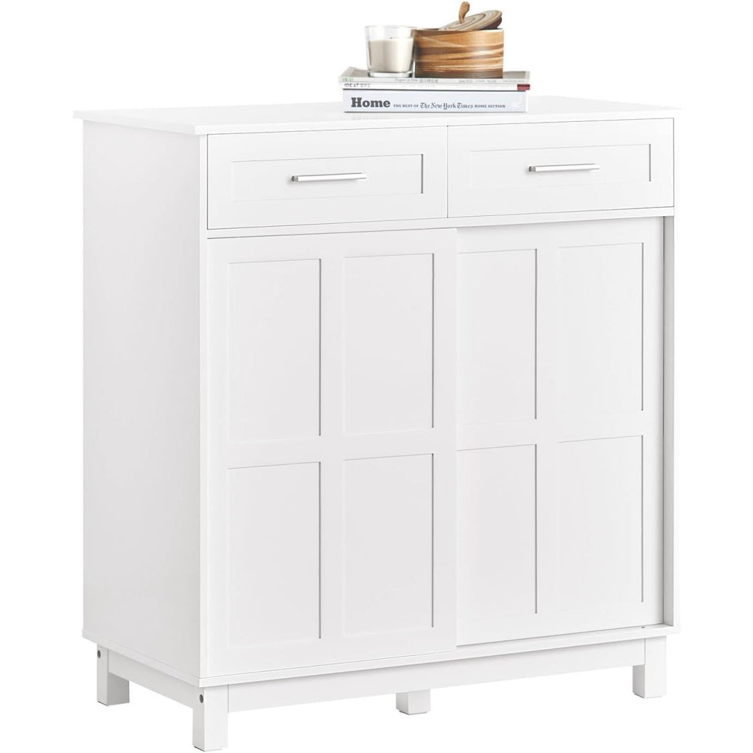 Une silhouette equilibree pour ce buffet avec tiroirs, avec portes, teinte vert