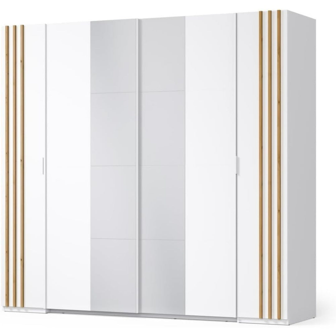 Le charme du rangement avec ce bibliotheque avec portes, avec etageres, coloris blanc et chene