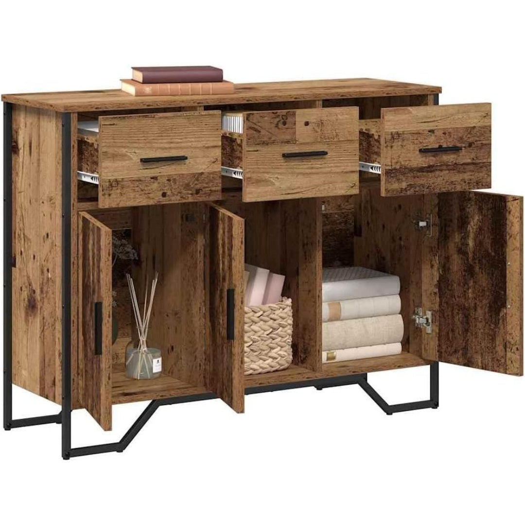 Une touche de caractere, buffet avec portes, a l'aspect bois dans un ton bois naturel