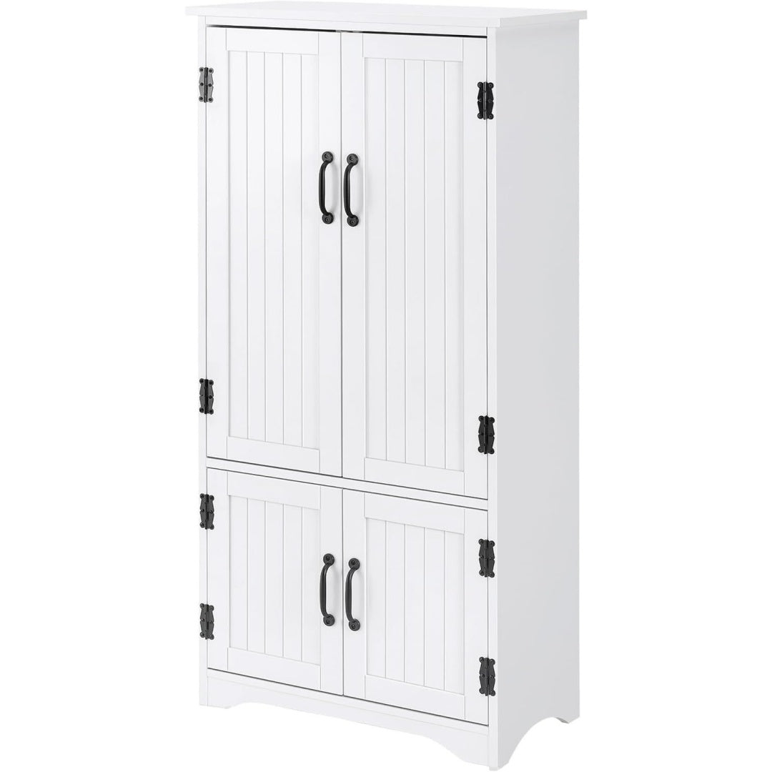 Le charme du rangement avec ce buffet avec portes, avec etageres, coloris blanc et noir