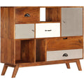 Le charme du rangement avec ce buffet avec tiroirs, a l'aspect bois, coloris bois naturel