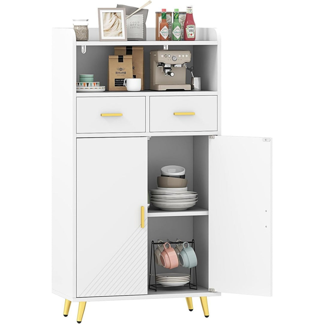 Le charme du rangement avec ce commode avec tiroirs, avec portes, coloris vert