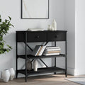 Le charme du rangement avec ce commode avec tiroirs, avec portes, coloris noir et bois naturel