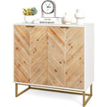 Pour un interieur harmonieux, buffet avec portes, aux accents metalliques en finition naturel et bois naturel