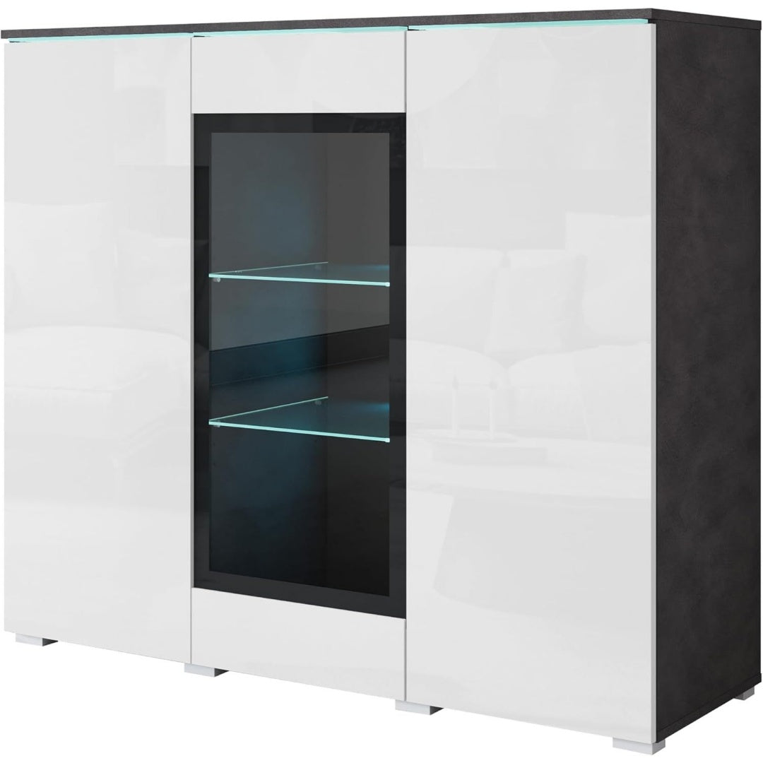 Pour un interieur harmonieux, buffet avec portes, avec etageres en finition non determine