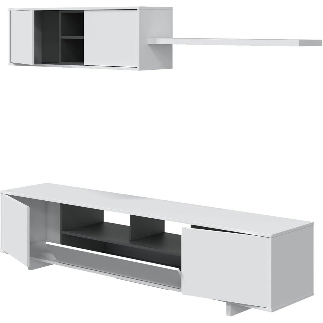 Pour un interieur harmonieux, bibliotheque avec portes, avec etageres en finition blanc et vert