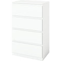 Le charme du rangement avec ce buffet avec tiroirs, aux accents metalliques, coloris blanc et bois naturel