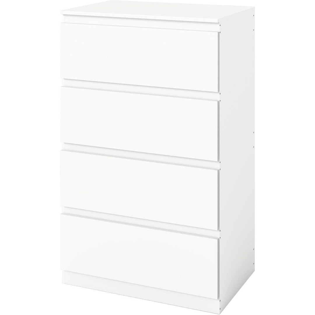 Le charme du rangement avec ce buffet avec tiroirs, aux accents metalliques, coloris blanc et bois naturel